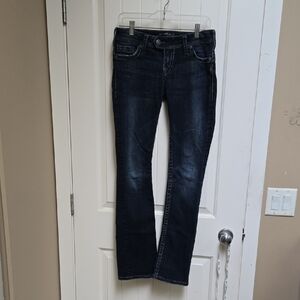 Silver Jeans Women's Elegant Midnight Blue Straight Leg Jeans W27 / L33